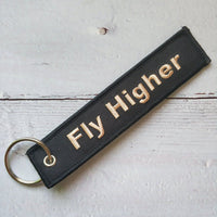 Thumbnail for 1 PC GOLDEN PLANE KEYCHAIN FASHION TRINKET BLACK EMBROIDERY FLY HIGHER KEY CHAIN - PILOTSX