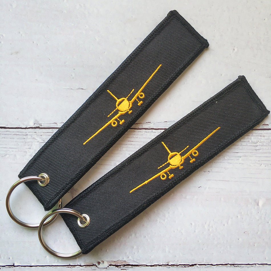 1 PC GOLDEN PLANE KEYCHAIN FASHION TRINKET BLACK EMBROIDERY FLY HIGHER KEY CHAIN - PILOTSX