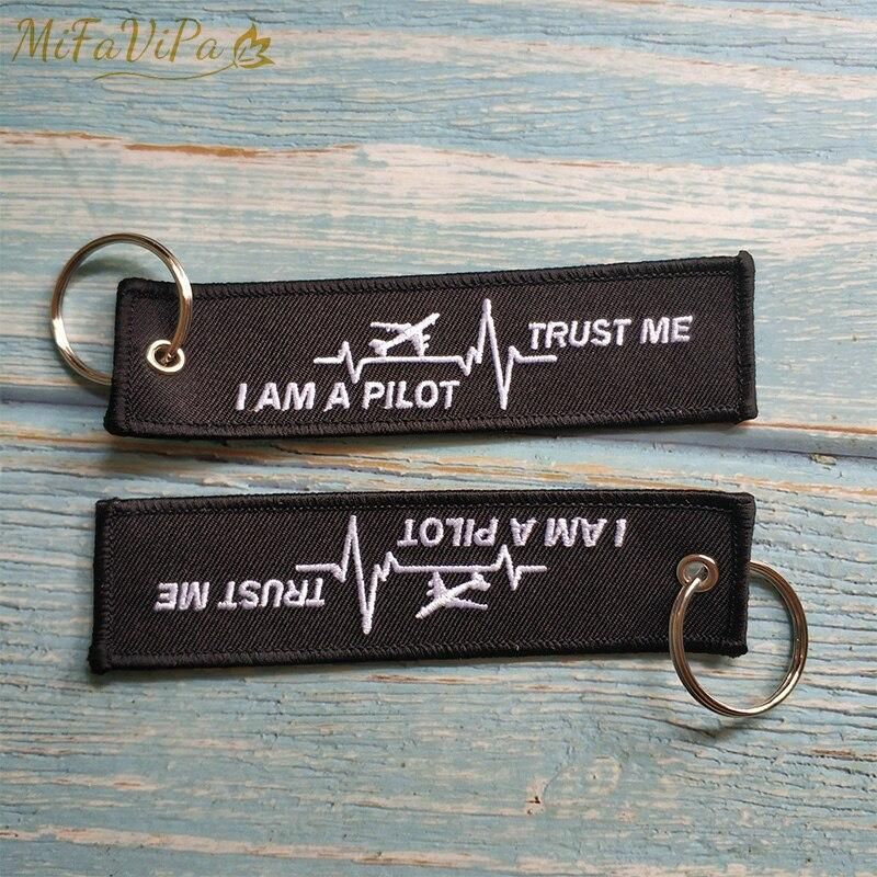 10 PCS EMBROIDERY HEARTBEATS I AM A PILOT KEY RING - PILOTSX