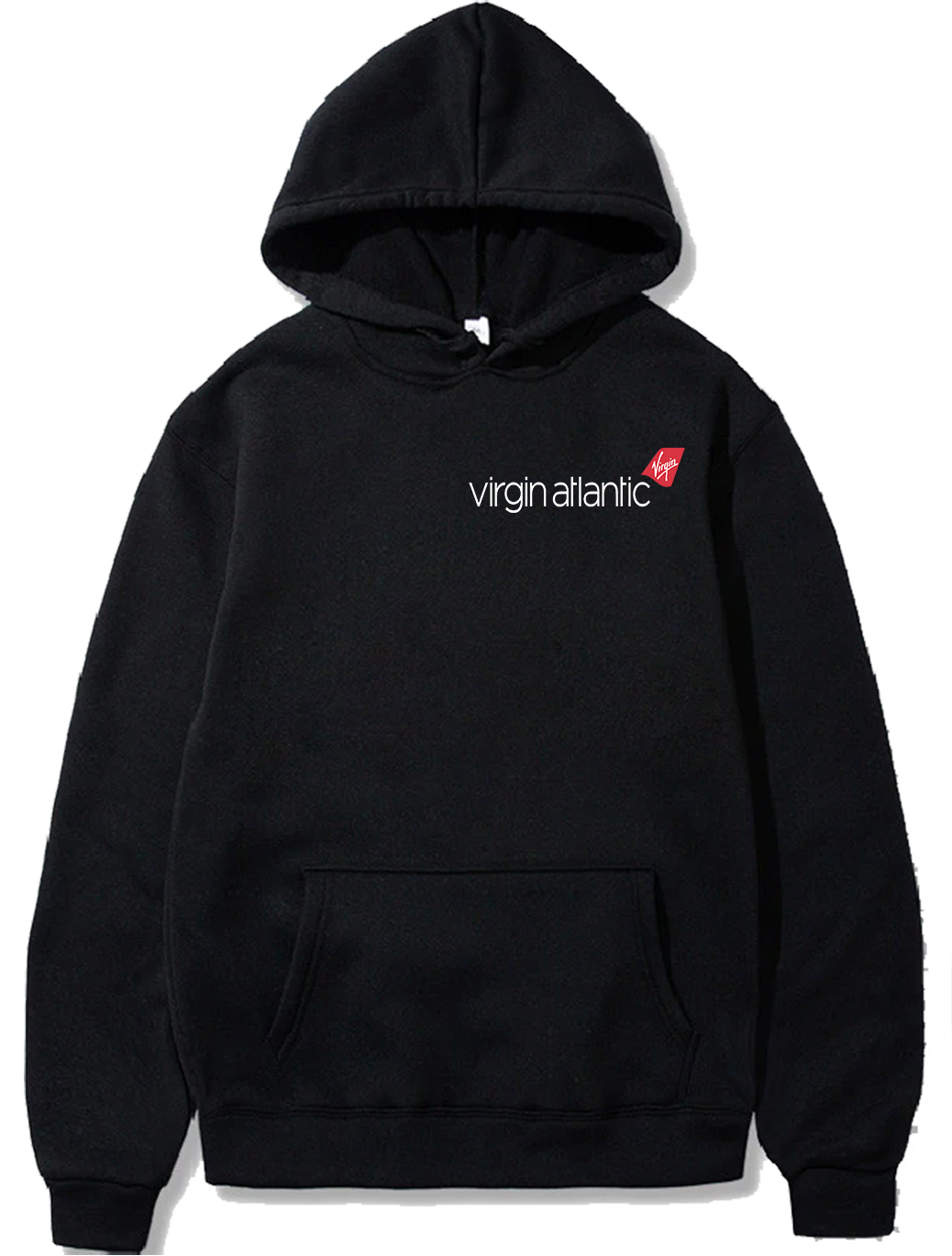 a black sweatshirt with the words, virgin atlantic on it