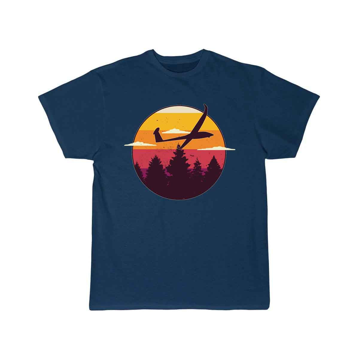 Glider Airplane Landscape Sunset Retro Red Orange T-SHIRT THE AV8R