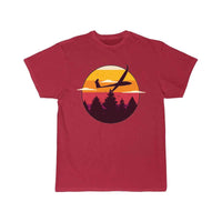 Thumbnail for Glider Airplane Landscape Sunset Retro Red Orange T-SHIRT THE AV8R