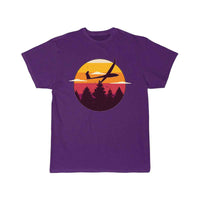 Thumbnail for Glider Airplane Landscape Sunset Retro Red Orange T-SHIRT THE AV8R