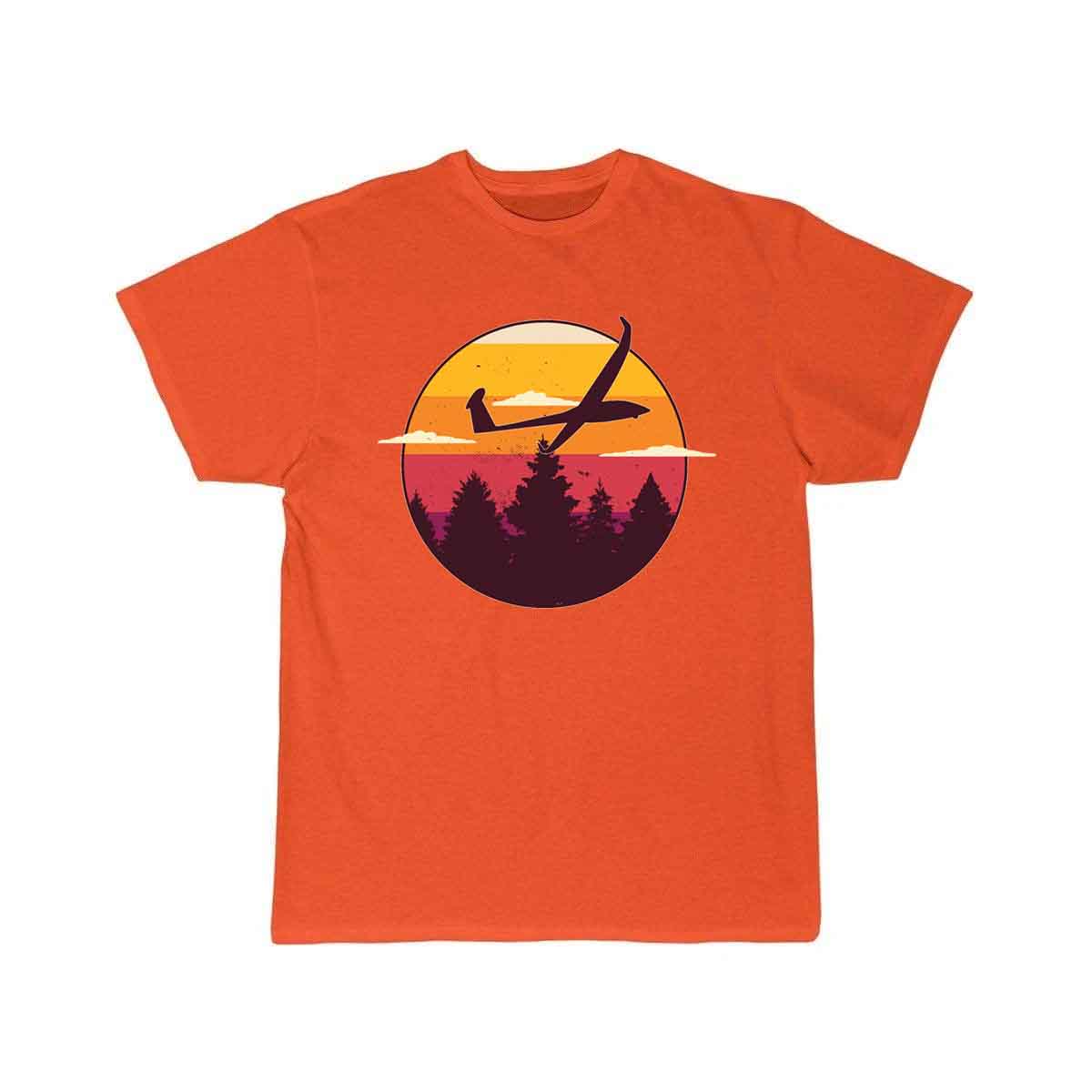 Glider Airplane Landscape Sunset Retro Red Orange T-SHIRT THE AV8R