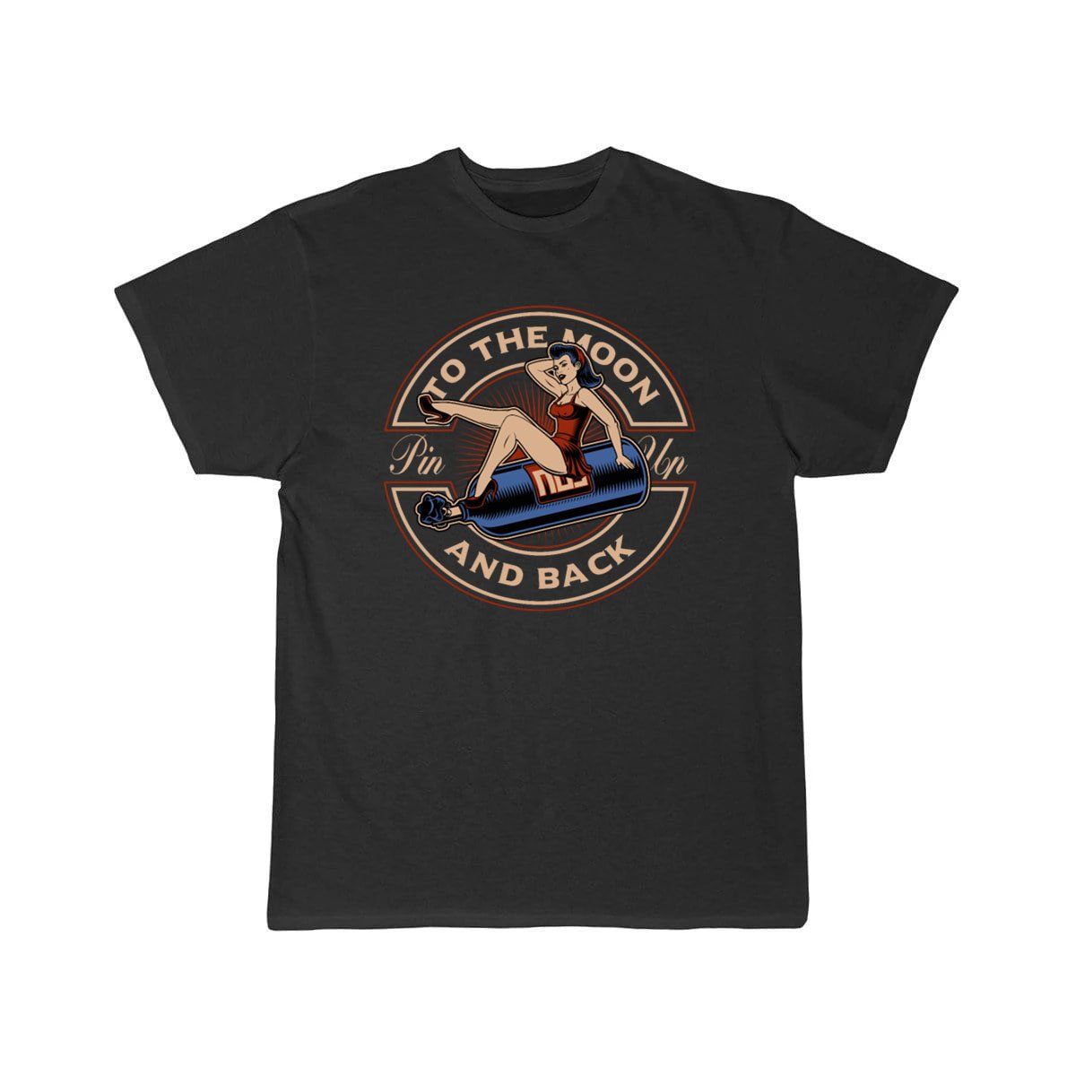 Old School Hot Rod To the Moon & Back Retro Pin  T-Shirt THE AV8R