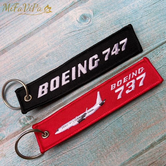 2 PC BOEING 747 FASHION TRINKET KEYCHAIN PHONE STRAP AVIATION RED KEY CHAINS - PILOTSX