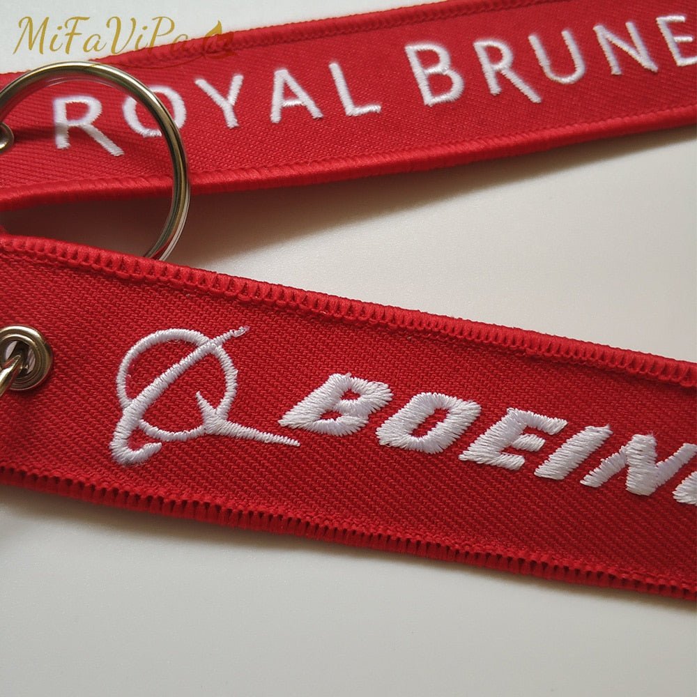 2 PCS A ROYAL BRUNEI SIDE B BOEING 787 EMBROIDERY KEY CHAIN - PILOTSX