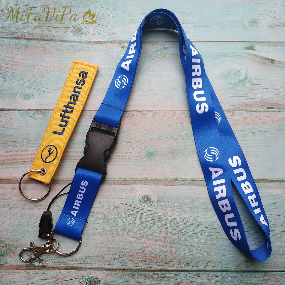 2 PCS AIRBUS SLEUTELHANGE LUFTHANSA KEYCHAIN AIRBUS NECK STRAP - PILOTSX