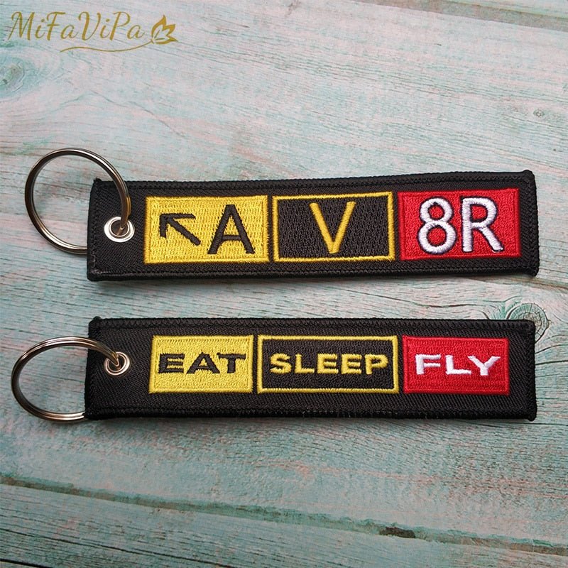 2 PCS AV8R KEYRING EAT SLEEP FLY KEYCHAIN - PILOTSX