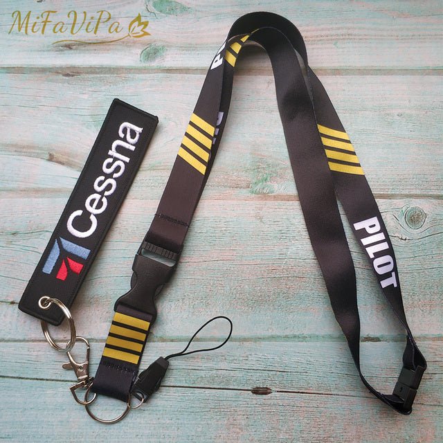 2 PCS BLACK PILOT SLEUTELHANGE KEYCHAIN AIRBUS NECK STRAP AIRPLANE - PILOTSX