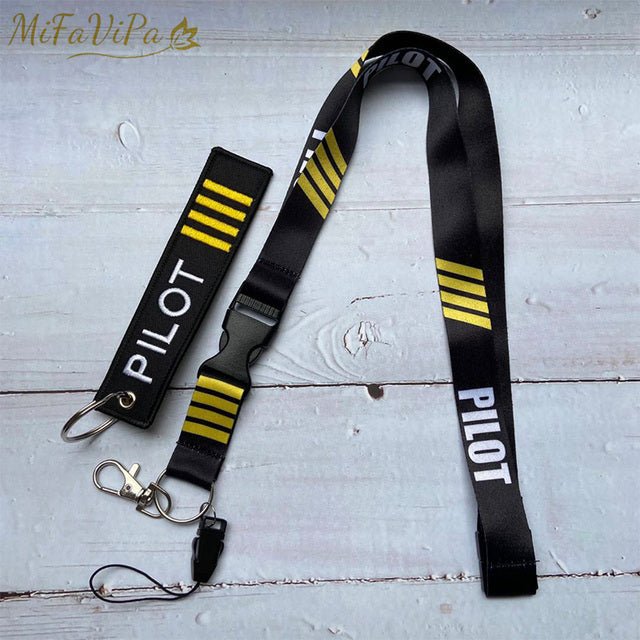 2 PCS BLACK PILOT SLEUTELHANGE KEYCHAIN AIRBUS NECK STRAP AIRPLANE - PILOTSX