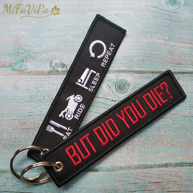 2 PCS BLACK SLEUTELHANGER EMBROIDERY FUNNY KEYCHAIN - PILOTSX