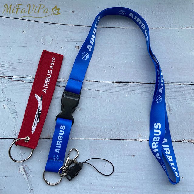 2 PCS BLUE AIRBUS A310 SLEUTELHANGE CESSNA KEYCHAIN AIRBUS NECK STRAP - PILOTSX