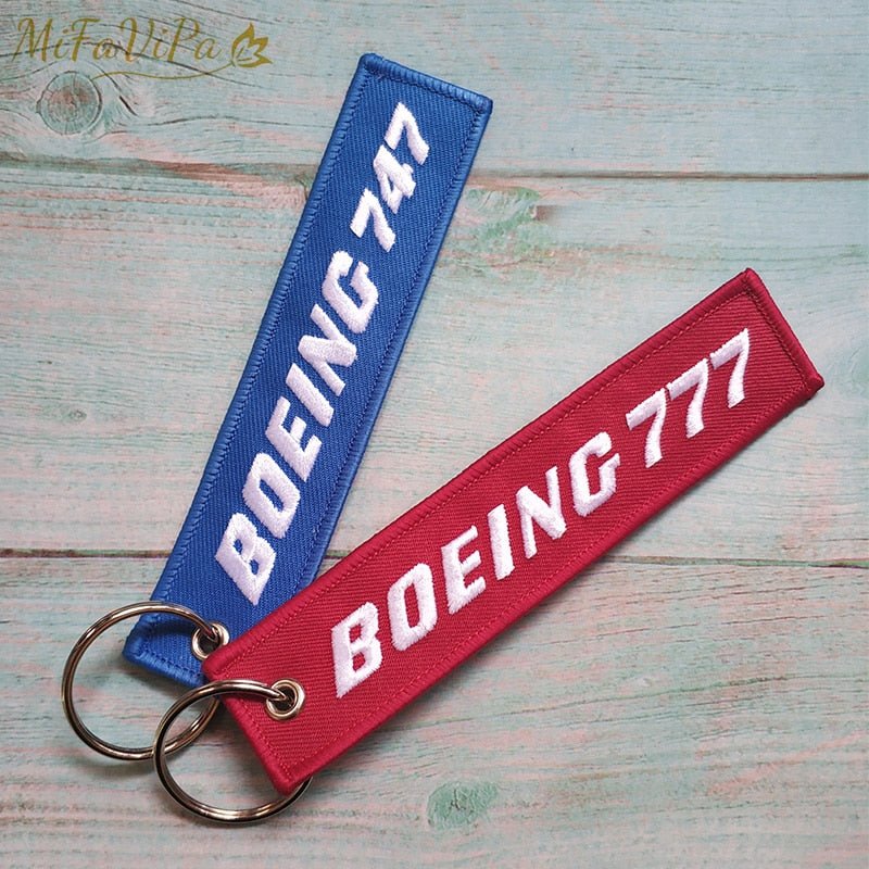 2 PCS BOEING 747 777 EMBROIDERY KEY CHAINS - PILOTSX