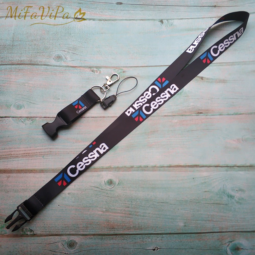 2 PCS FASHION BLACK CESSNA LANYARDS NECK STRAP CHAVEIRO EAT SLEEP FLY KEY CHAIN - PILOTSX