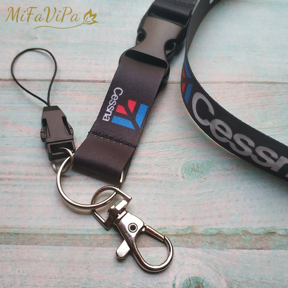 2 PCS FASHION BLACK CESSNA LANYARDS NECK STRAP CHAVEIRO EAT SLEEP FLY KEY CHAIN - PILOTSX