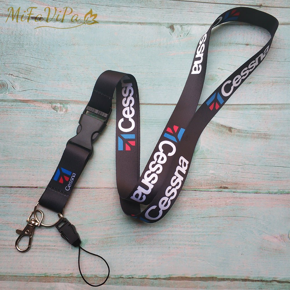 2 PCS FASHION BLACK CESSNA LANYARDS NECK STRAP CHAVEIRO EAT SLEEP FLY KEY CHAIN - PILOTSX