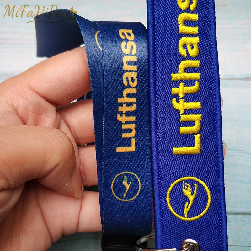 2 PCS LUFTHANSA PORTE - CLEFS KEYCHAINS BLUE NECK STRAP KEY CHAIN FLIGHT - PILOTSX