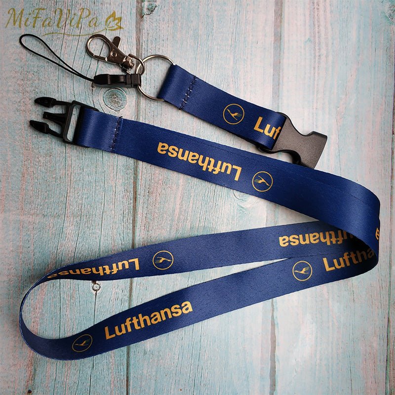 2 PCS LUFTHANSA PORTE - CLEFS KEYCHAINS BLUE NECK STRAP KEY CHAIN FLIGHT - PILOTSX