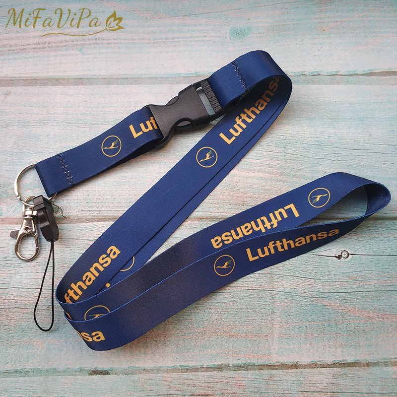 2 PCS LUFTHANSA PORTE - CLEFS KEYCHAINS BLUE NECK STRAP KEY CHAIN FLIGHT - PILOTSX