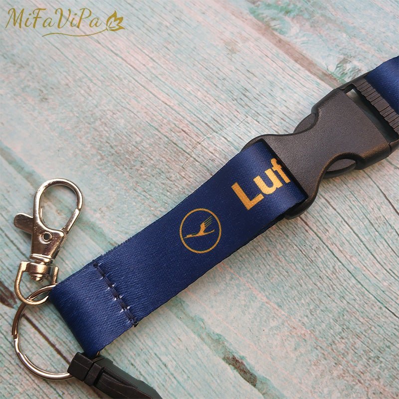 2 PCS LUFTHANSA PORTE - CLEFS KEYCHAINS BLUE NECK STRAP KEY CHAIN FLIGHT - PILOTSX