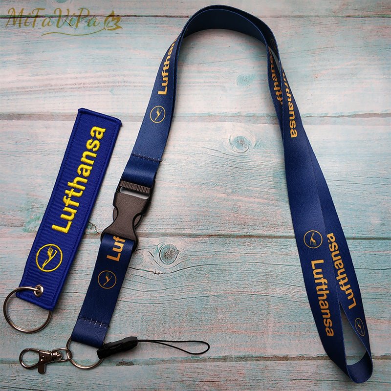 2 PCS LUFTHANSA PORTE - CLEFS KEYCHAINS BLUE NECK STRAP KEY CHAIN FLIGHT - PILOTSX