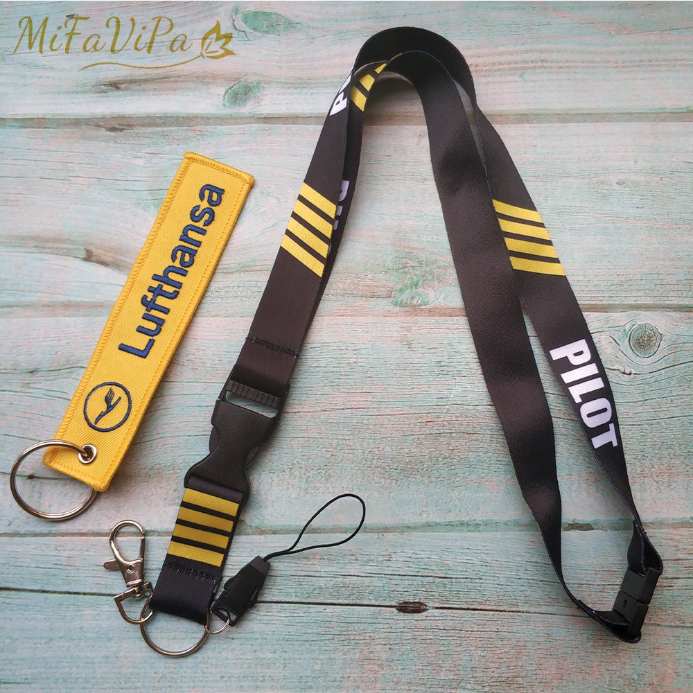 2 PCS LUFTHANSA SLEUTELHANGE CESSNA KEYCHAIN LANYARDS NECK STRAP - PILOTSX