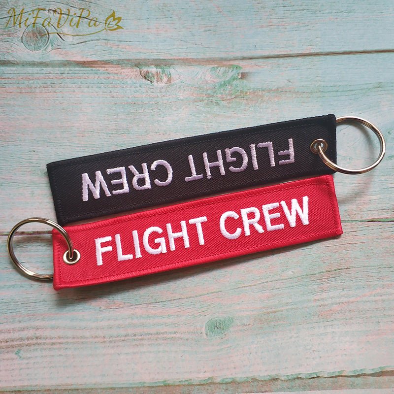 2 PCS RED FLIGHT CREW KEYCHAIN FASHION TRINKET PHONE STRAP BLACK EMBROIDERY KEYCHAINS - PILOTSX