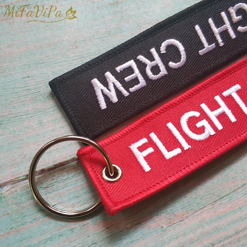 2 PCS RED FLIGHT CREW KEYCHAIN FASHION TRINKET PHONE STRAP BLACK EMBROIDERY KEYCHAINS - PILOTSX