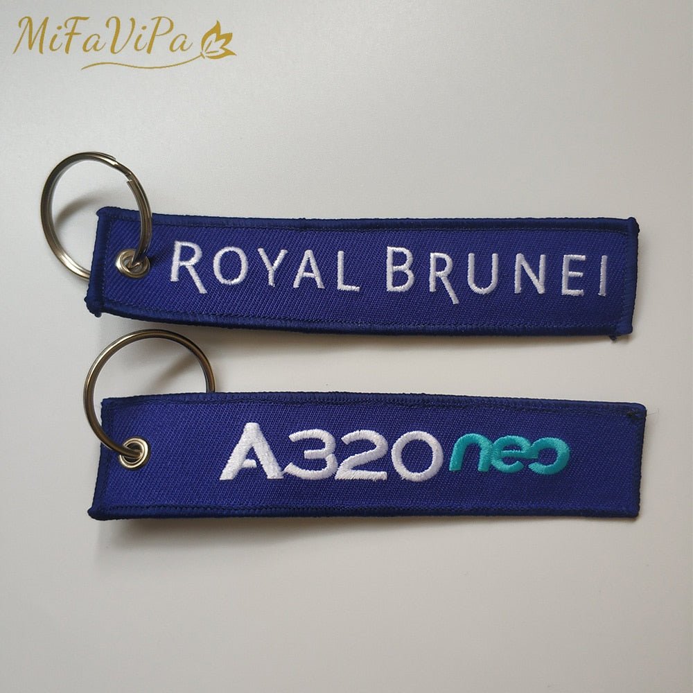 2 PCS ROYAL BRUNEI A320 EMBROIDERY KEY CHAIN - PILOTSX