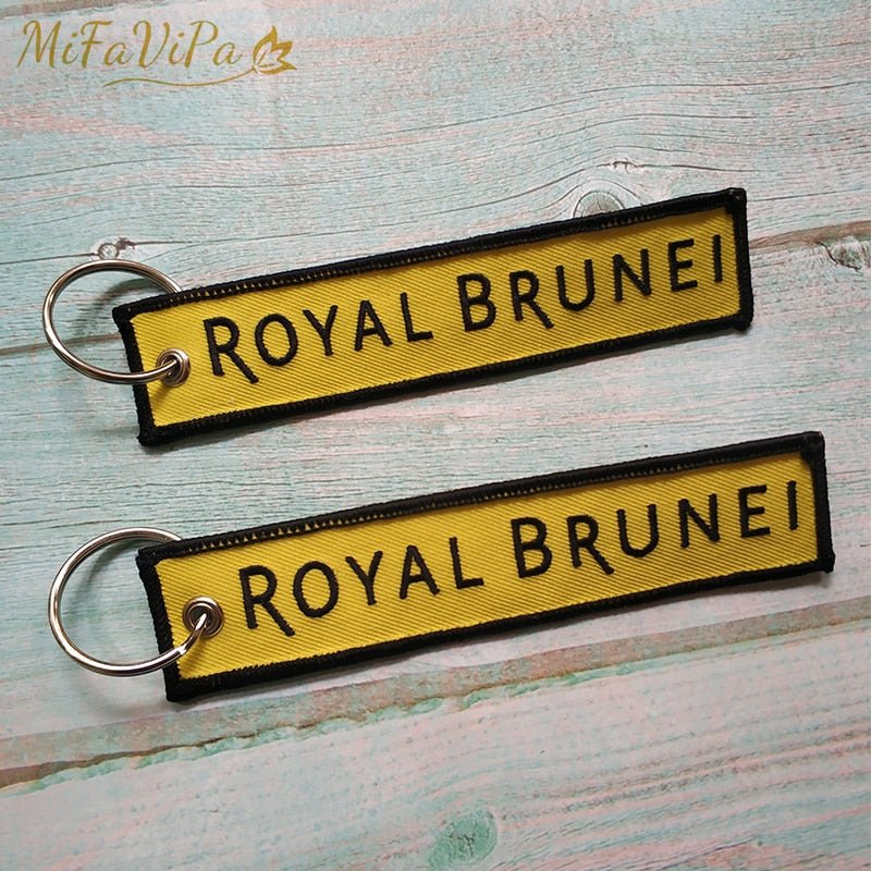 2 PCSA ROYAL BRUNEI SIDE B A320 EMBROIDERY KEY CHAIN - PILOTSX