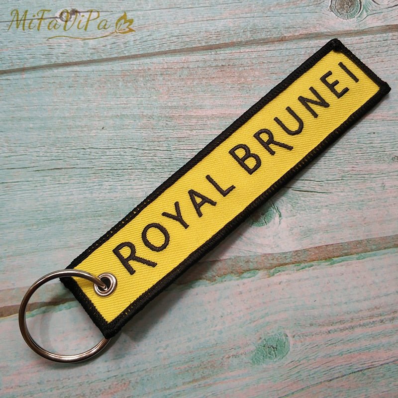 2 PCSA ROYAL BRUNEI SIDE B A320 EMBROIDERY KEY CHAIN - PILOTSX