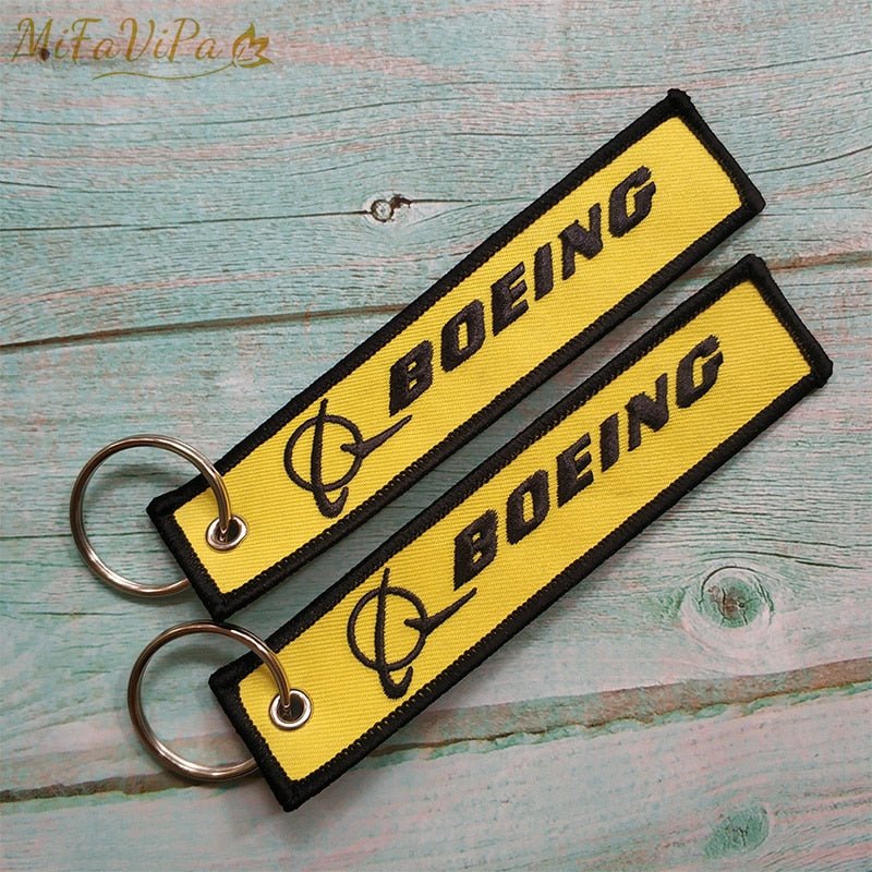 2 PCS/LOT A BOEING SIDE B ROYAL BRUNEI EMBROIDERY KEY CHAIN - PILOTSX