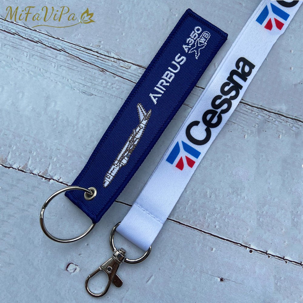 2 PCS/SET AIRBUS A350 CHAVEIRO KEYCHAIN CESSNA LANYARDS NECK STRAP - PILOTSX