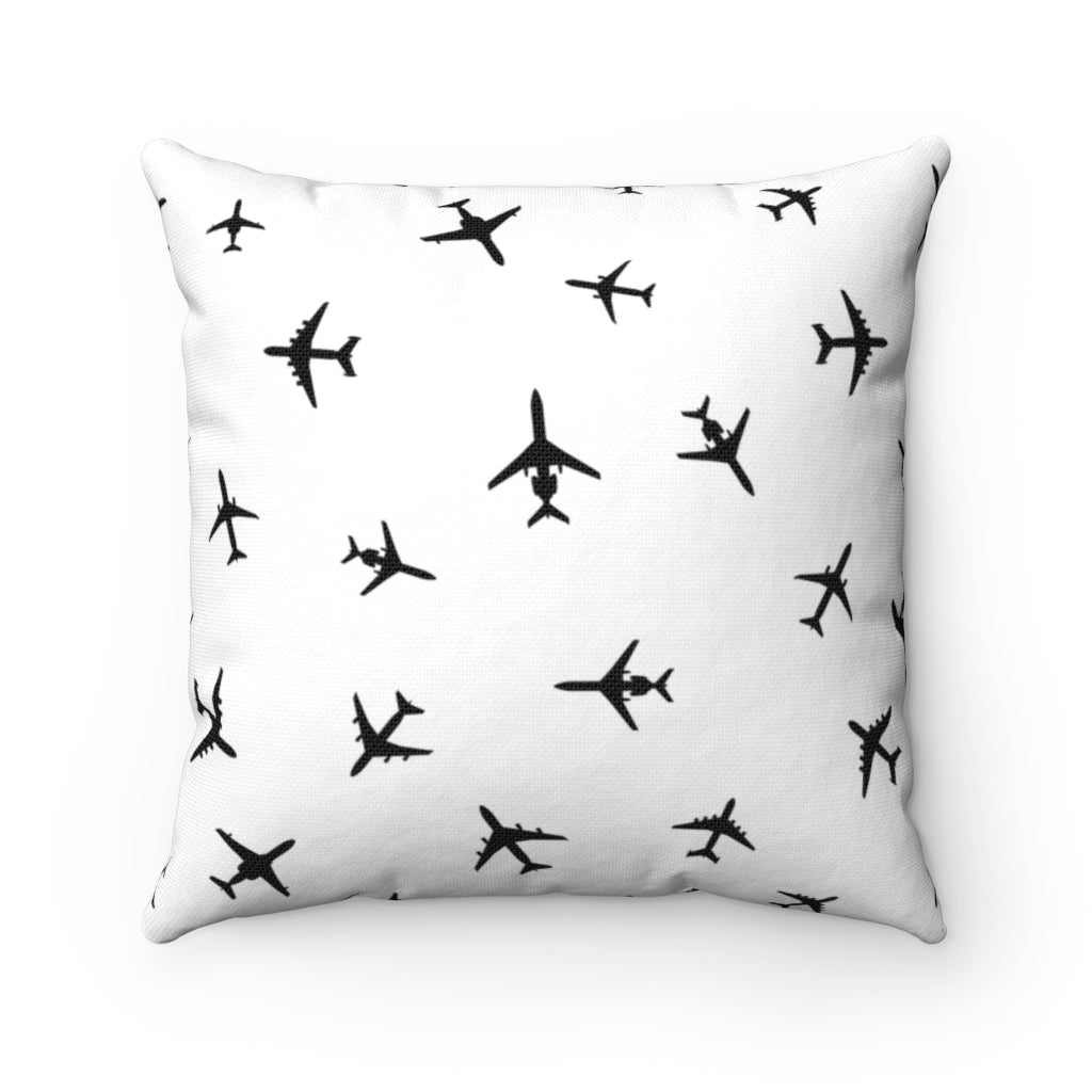 BLACK AIRPLANE PILLOW Printify