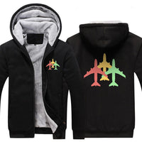 Thumbnail for 3 COLOUR AIRPLANE WINTER THICK ZIP SWEATSHIRT - PILOTSX