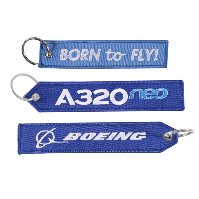 3 PCS AIRBUS BOEING BORN TO FLY EMBROIDERY KEY CHAIN - PILOTSX