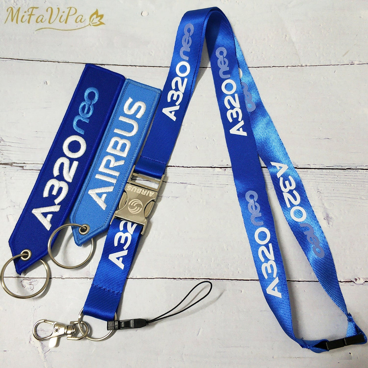 3 PCS BLUE A320 NEO LANYARDS KEYCHAIN FASHION TRINKET - PILOTSX