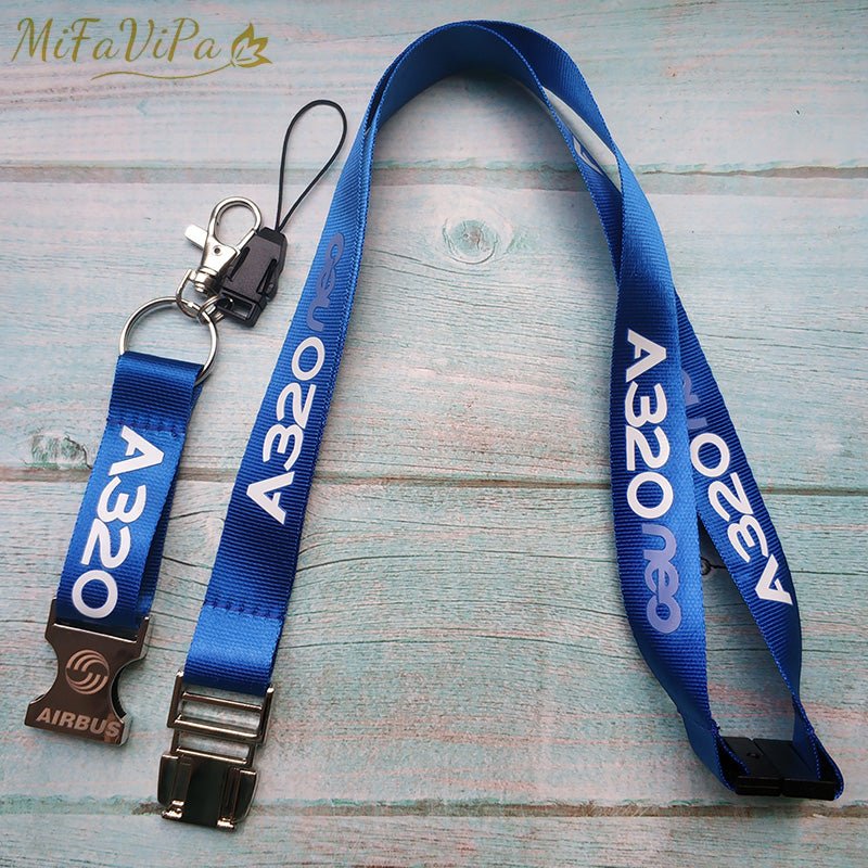 3 PCS BLUE A320 NEO LANYARDS KEYCHAIN FASHION TRINKET - PILOTSX