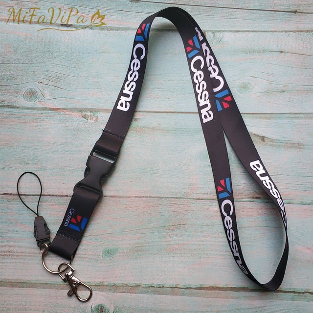 3 PCS/LOT BLACK CESSNA LANYARDS NECK STRAP KEY CHAIN - PILOTSX