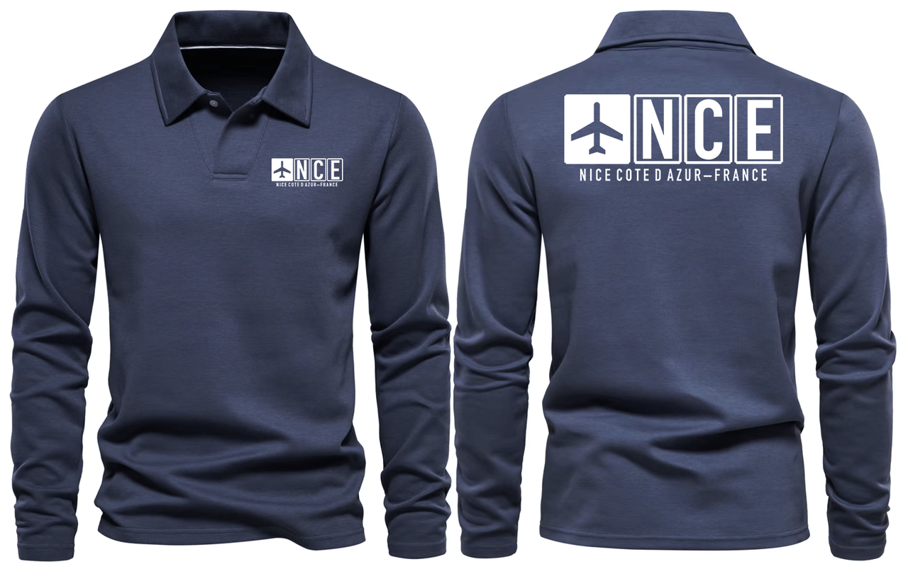 NCE AIRPORT LONG SLEEVE POLO