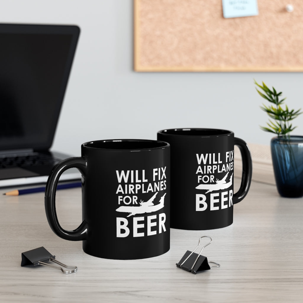 WILL FIX AIRPLANES FOR BEER DESIGNED  - MUG Printify