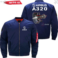 Thumbnail for AIRBUS A320 CFM 56  turbofan aircraft engines Ma-1 Bomber Jacket Flight Jacket Aviator Jacket THE AV8R