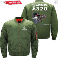 Thumbnail for AIRBUS A320 CFM 56  turbofan aircraft engines Ma-1 Bomber Jacket Flight Jacket Aviator Jacket THE AV8R