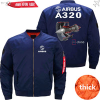 Thumbnail for AIRBUS A320 CFM 56  turbofan aircraft engines Ma-1 Bomber Jacket Flight Jacket Aviator Jacket THE AV8R