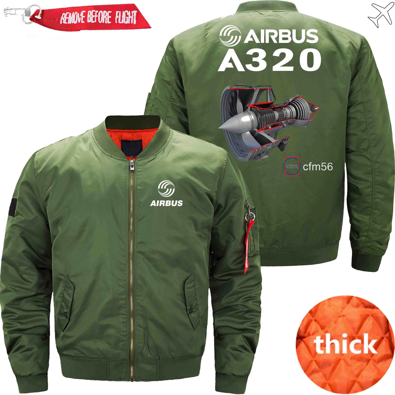 AIRBUS A320 CFM 56  turbofan aircraft engines Ma-1 Bomber Jacket Flight Jacket Aviator Jacket THE AV8R