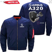 Thumbnail for AIRBUS A320 CFM 56 turbofan aircraft engines Ma-1 Bomber Jacket Flight Jacket Aviator Jacket THE AV8R