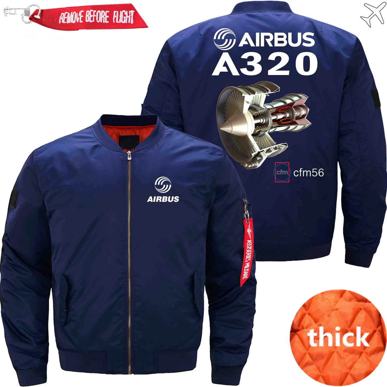 AIRBUS A320 CFM 56 turbofan aircraft engines Ma-1 Bomber Jacket Flight Jacket Aviator Jacket THE AV8R