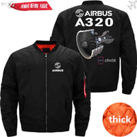 Thumbnail for AIRBUS A320 CFM 56 turbofan aircraft engines Ma-1 Bomber Jacket Flight Jacket Aviator Jacket THE AV8R