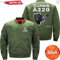 Thumbnail for AIRBUS A320 CFM 56 turbofan aircraft engines Ma-1 Bomber Jacket Flight Jacket Aviator Jacket THE AV8R